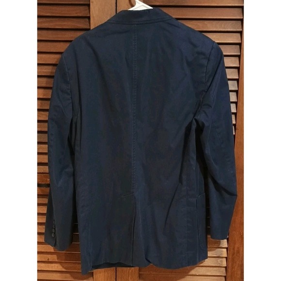 Stafford Signature Classic Fit Cotton Sport Coat Blazer Mens 40R Navy Blue Prep - Picture 7 of 8
